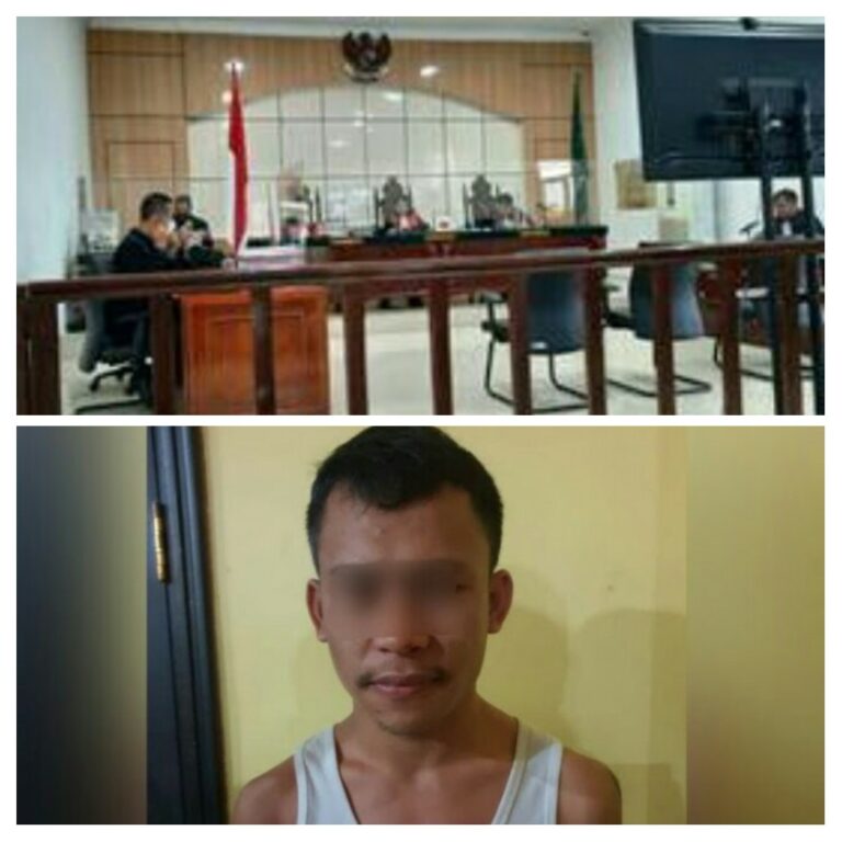 Sidang pembunuhan Joy Salon di PN Dumai. Pelaku Siagus Laoli (bawah)