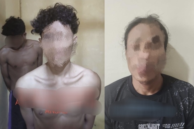 Tersangka pemukulan Camat Pulau Burung, Inhil. F : RIAULINK