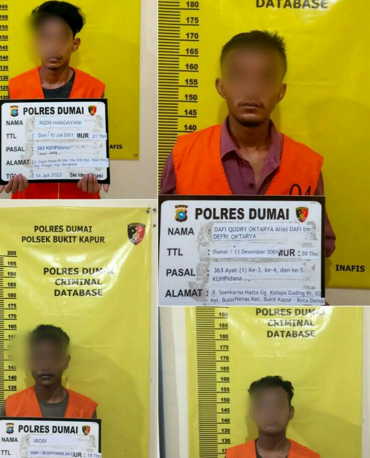 Empat warga Bengkalis yang ditangkap Polsek Bukitkapur Dumai