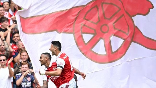 Pemain Arsenal merayakan kemenangan sebagai kampiun Emirates Cup 2022. F. :. IST