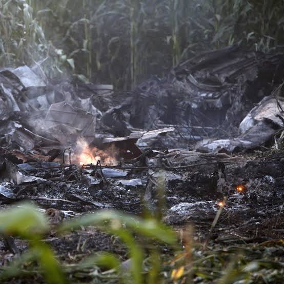 Kondisi pesawat latih TNI yang jatuh di Blora. F : IST