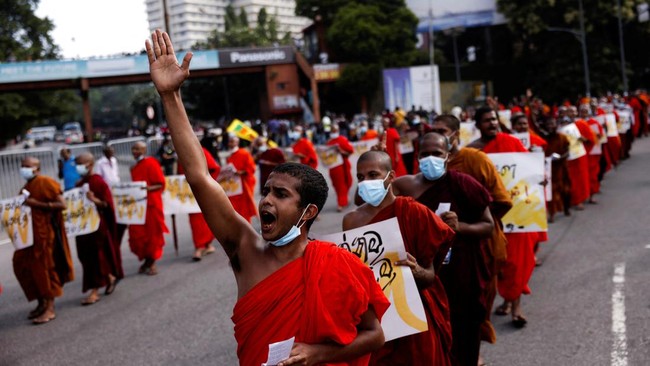 Demonstrasi di Srilanka pasca bangkrutnya negara itu