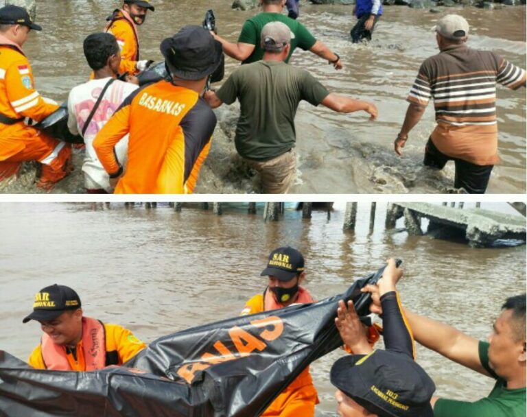 Evakuasi murid SD yang tenggelam di pantai hutan bakau Dumai. F : DIRGANUSANTARA.COM