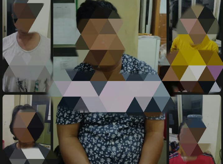 Oknum anggota Polres Dumai HJH dan empat tersangka lainnya. F : HMSPOL