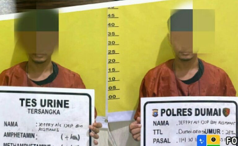 Foto tersangka dan hasil tes urine. F : HMSPOL