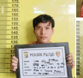 Tersangka pencabulan bocah 12 tahun diamankan polisi. F. :. HMSPOL
