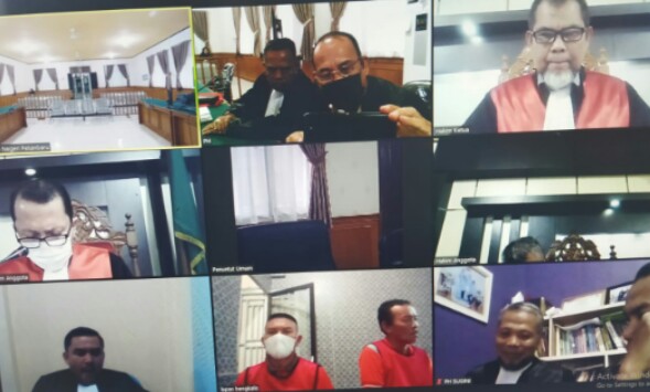 Kolase sidang vonis mantan Kades Titi Akar Rupat di Pengadilan Tipikor Pekanbaru. F : DETAK24.COM