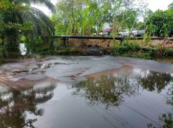 Tumpahan minyak mentah akibat bocornya pipa PT BSP Siak.