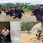 BANJIR Bandang ‘Tenggelamkan’ Batang Gansal Inhu, Brimobda Evakuasi Korban