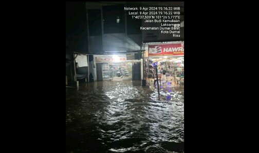 Malam takbiran Lebaran Idul Fitri 1445 H, Dumai diterjang pasang keling terbesar. f : dumaikompak