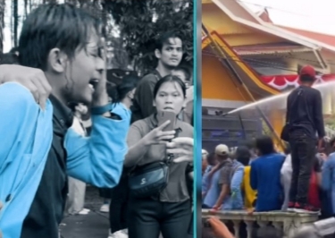 Presma Unri, M Ravi mengalami luka saat rusuh demo mahasiswa tolak revisi UU Pilkada di Pekanbaru. (f : ist)