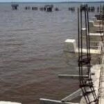Proyek pelabuhan penyeberangan Sagu-Sagu Meranti yang mangkrak.