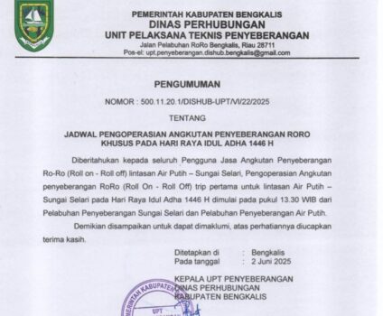 Ini Jadwal Trip Roro Bengkalis-Pakning Khusus Idul Adha 1446 H 
