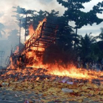 Festival Bakar Tongkang 2026 : Disaksikan Ribuan Warga, Dua Tiang Kapal Jatuh ke Laut