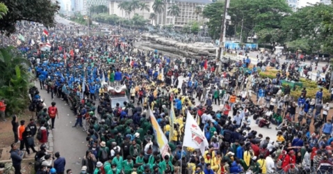 Aksi Merebut Kemerdekaan, Lautan Massa Tumpah di Jakarta, Polisi Tangkap 21 Orang 