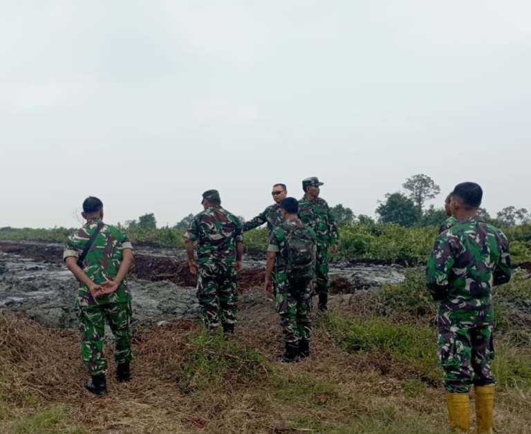 Tim Mabes TNI Tinjau Lahan Bekas Karhutla dan Cek Kanal Embung di Rohil