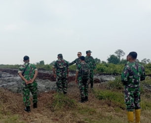 Tim Mabes TNI Tinjau Lahan Bekas Karhutla dan Cek Kanal Embung di Rohil