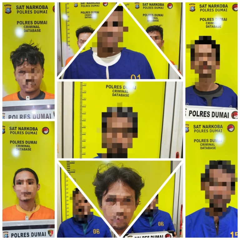 Gerebek Kampung Narkoba, Belasan Pria Digelandang ke Mapolres Dumai 