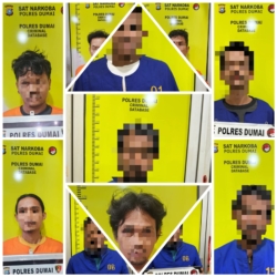 Gerebek Kampung Narkoba, Belasan Pria Digelandang ke Mapolres Dumai 